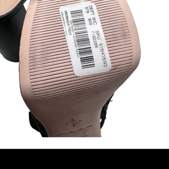 Antonio Melani Bree Tubular Black Slip On Block Heel Open Toe Sandals Size 9.5 - Picture 12 of 15